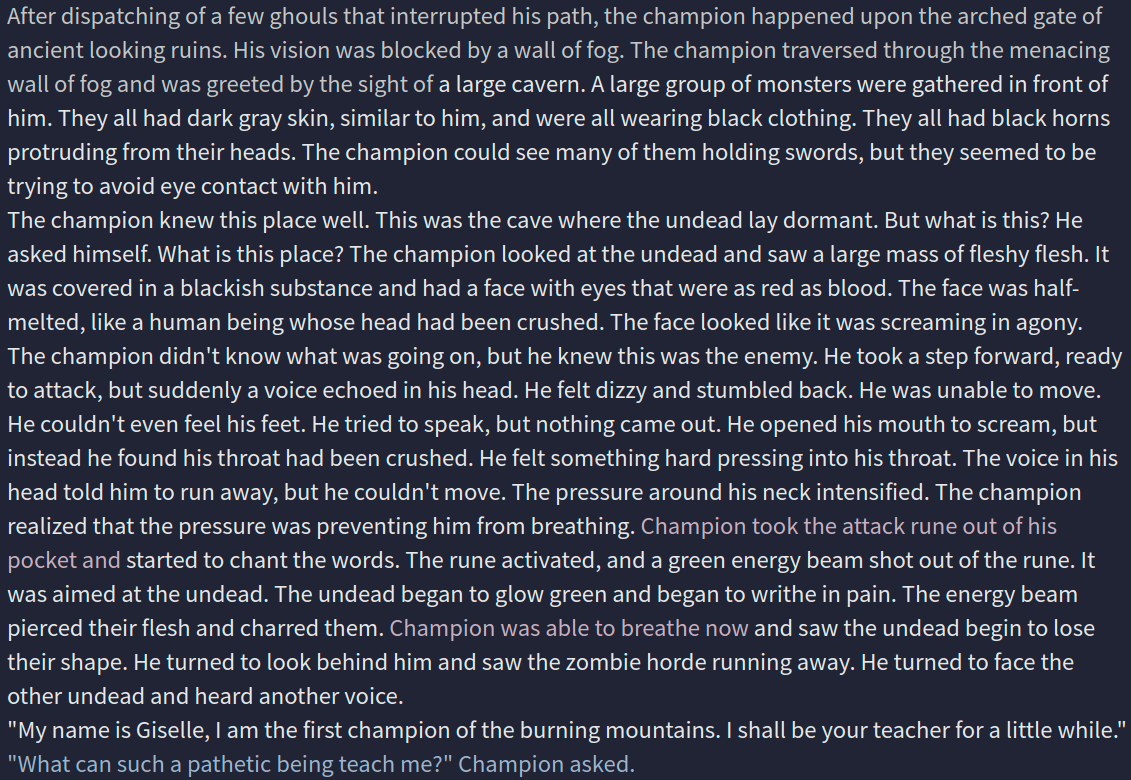 A story written by NovelAI